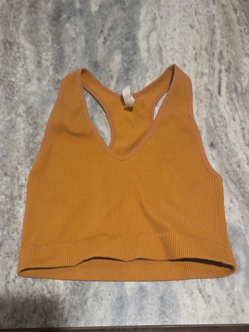 Zenana Outfitters Ribbed Racerback Crop Tank - Mustard Yellow
